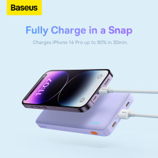 УМБ Baseus Airpow Fast Charge 10000mAh 20W 3A з технологією QC3.0+PD3.0 USB+Type-C Фіолетовий