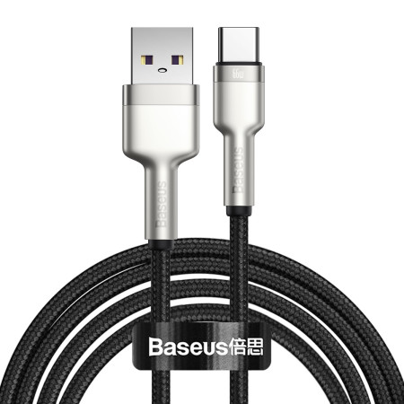Кабель Baseus Cafule Metal Data Cable USB to Type-C 66W 11V 6A 2m Чорний