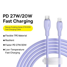 Кабель Baseus Pudding Series Fast Charging Data Cable Type-C to Lightning PD 20W 2m Фиолетовый