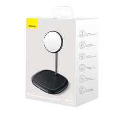 Беспроводное зарядное устройство Baseus Swan 2in1 Magnetic с функцией MagSafe и Qi 20W и адаптером QC3.0 Черный