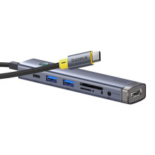 USB-хаб Baseus 7in1 UltraJoy AIR 7-Port Type-C HUB Adapter Type-C to USB3.0*2, Type-C(PD)*1, 4KHDMI, AUX, SD/TF 3.0 Серый