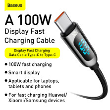 Кабель Baseus Display Series Fast Charging Data Cable Type-C to Type-C 100W 20V 5A 1m Черный