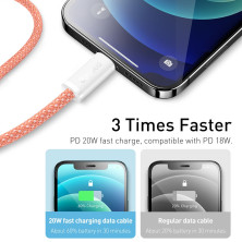 Кабель Baseus Dynamic Series Fast Charging Data Cable Type-C to Lightning PD 20W 1m Оранжевый