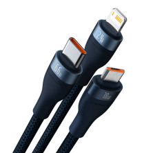 Кабель Baseus Flash Series 2 3-in-1 Fast Charging Data Cable USB to Lightning+Type-C+MicroUSB 66W 1.2m Синий