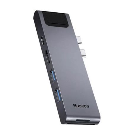 USB-хаб Baseus 7in1 Thunderbolt C + Pro 7-Port Type-C HUB Adapter Type-C*2 to USB3.0*2, Type-C*1, 4KHDMI, RJ45, SD, MicroSD Сірий