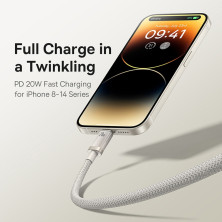 Кабель Baseus Titanium Alloy Series Fast Charging Data Cable Type-C to Lightning PD 20W 1m Серый