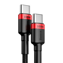 Кабель Baseus Cafule Flash Charging Data Line Cable Type-C to Type-C PD 2.0 QC 3.0 100W 20V 5A 2m Черно-Красный
