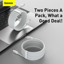 Кабель Baseus Simple Wisdom Series Fast Charging Data Cable Type-C to Lightning PD 20W 1.5m Набор 2 шт Белый