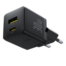 Сетевое зарядное устройство Baseus Palm Fast Charger QC3.0+PD3.0 30W USB+Type-C 3A + Кабель Type-C to Type-C 60W 20V/3A 1м Черний