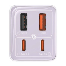 Сетевое зарядное устройство Baseus GaN6 Pro 65W 2USB+2Type-C + кабель Baseus Type-C to Type-C 100W 20V/5A 1м Фиолетовый
