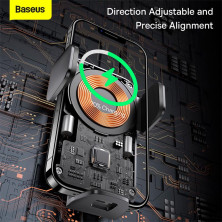 Бездротовий автомобільний зарядний пристрій Baseus Wisdom Auto Alignment Car Mount Wireless Charger Suction Base з технологією Qi 15W Чорний
