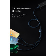 Кабель Baseus Flash Series 2 3-in-1 Fast Charging Data Cable USB to Lightning+Type-C+MicroUSB 100W 1.2m Черный
