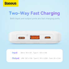 УМБ Baseus Airpow Fast Charge 10000mAh 20W 3A с технологией QC3.0+PD3.0 USB+Type-C Белый
