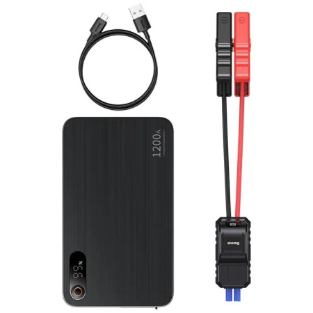 Пускозарядное устройство Бустер Baseus Super Energy Pro+ Car Jamp Starter 3in1 12V 12000mAh 1200A с функцией Павербанка 100W 5V/3A и LED фонарика Черный
