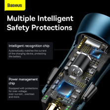 Автомобільний зарядний пристрій Baseus Golden Contactor Max Dual Fast Charger Car Charger 60W 2USB Блакитний
