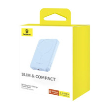 УМБ Baseus Magnetic Mini Wireless Fast Charge 2in1 5000mAh 20W 2.4A QC3.0+PD3.0 з Бездротовою зарядкою Qi 15W Блакитний