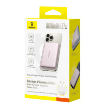 УМБ Baseus PicoGo AM41 Ultra-Slim Qi2 Magnetic 10000mAh 27W QC3.0+PD3.0 з функцією MagSafe и Qi2 15W Рожевий