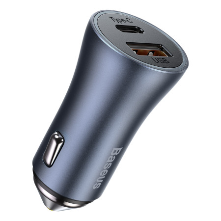 Автомобільний зарядний пристрій Baseus Golden Contactor Pro Dual Quick Charger Car Charger 40W USB+Type-C Сірий