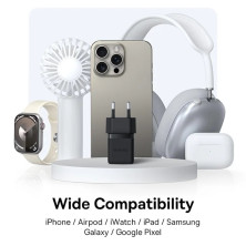 Мережевий зарядний пристрій Baseus Palm Fast Charger QC3.0+PD3.0 20W USB+Type-C 3A + Кабель Type-C to Type-C 60W 20V/3A 1м Чорний
