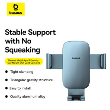 Автодержатель для телефона Baseus Metal Age3 Gravity Air Outlet Version в воздуховод Серый