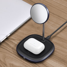 Беспроводное зарядное устройство Baseus Swan 2in1 Magnetic с функцией MagSafe и Qi 20W и адаптером QC3.0 Черный