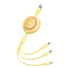 Кабель Baseus Bright Mirror 2 Series Retractable 3-in-1 Fast Charging Data Cable USB to Lightning+Type-C+MicroUSB 3.5А 1.1m Жовтий