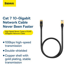 Кабель Baseus High Speed CAT7 Seven Types RJ45 10Gigabit Network Cable Ethernet Круглый 1.5m Черный