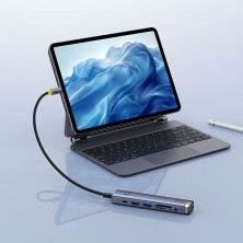 USB-хаб Baseus 7in1 UltraJoy AIR 7-Port Type-C HUB Adapter Type-C to USB3.0*2, Type-C(PD)*1, 4KHDMI, AUX, SD/TF 3.0 Серый