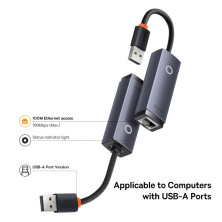 USB Переходник Baseus Lite Series Ethernet 100 Mbps Type-A to RJ45 Серый