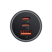 Автомобільний зарядний пристрій Baseus Golden Contactor Pro GaN Fast Charging Car Charger 65W USB+2Type-C Сірий