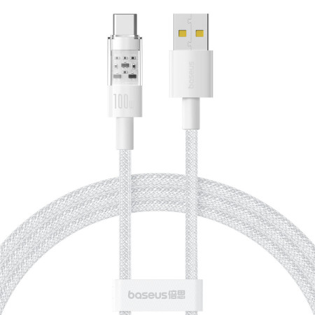 Кабель Baseus Gem Series Fast Charging Data Cable USB to Type-C 100W 20V 5A 1m Білий