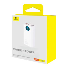 УМБ Baseus Amblight 26800mAh 65W 6A з технологією QC3.0+PD3.0 4USB+Type-C+ кабель Type-C to Type-C 100W 20V/5A 1м Білий