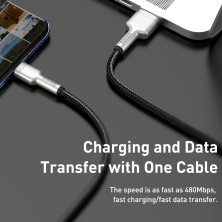 Кабель Baseus Cafule Metal Data Cable USB to Type-C 66W 11V 6A 0.25m Черный