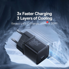 Сетевое зарядное устройство Baseus GaN5S Fast Charger 1C PD3.0 30W Type-C 3A Черный