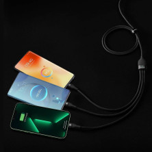 Кабель Baseus Flash Series 2 3-in-1 Fast Charging Data Cable Type-C to Lightning+Type-C+MicroUSB 100W 1.5m Чорний