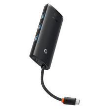 USB-хаб Baseus 5in1 Lite Series 5-Port Type-C HUB Adapter Type-C to USB3.0*3, Type-C(PD)*1, 4KHDMI Чорний