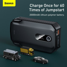 Пускозарядное устройство Бустер Baseus MAX Car Jamp Starter Super Energy 3in1 12V 20000mAh 2000A с функцией Павербанка 5V/3A и LED фонарика Черный