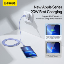 Кабель Baseus Crystal Shine Series Fast Charging Data Cable Type-C to Lightning PD 20W 2m Фиолетовый