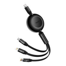 Кабель Baseus Bright Mirror 2 Series Retractable 3-in-1 Fast Charging Data Cable Type-C to Lightning+Type-C+MicroUSB 100W 1.1m Черный
