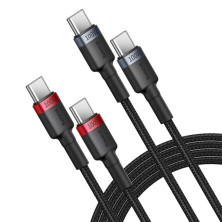 Кабель Baseus Cafule Flash Charging Data Line Cable Type-C to Type-C PD 2.0 QC 3.0 100W 20V 5A 1m Набор 2 шт Черный