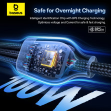 Кабель Baseus Flash Series 3 3-in-2 Fast Charging Data Cable  USB+Type-C to Lightning+Type-C+Type-C 100W 1.5m Чорний