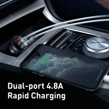 Автомобильное зарядное устройство Baseus Digital Display 24W 2USB 4.8A Серый