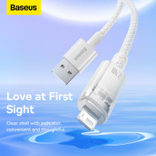 Кабель Baseus Explorer Series with Smart Temperature Control Fast Charging Data Cable USB to Lightning 2.4A 1m Білий