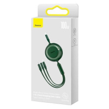 Кабель Baseus Bright Mirror 2 Series Retractable 3-in-1 Fast Charging Data Cable Type-C to Lightning+Type-C+MicroUSB 100W 1.1m Зеленый