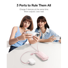 УМБ Baseus EnerFill FC21 Qpow 3 Ultra 10000mAh 22.5W з технологією QC3.0+PD3.0 + Кабель Type-C to Lightning Рожевий