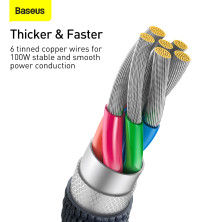 Кабель Baseus Crystal Shine Series Fast Charging Data Cable USB to Type-C 100W 20V 5A 2m Чорний