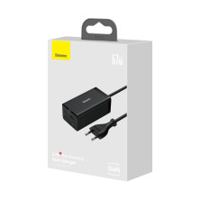 Сетевое зарядное устройство Baseus GaN5 Pro Desktop Fast Charger 67W USB+2Type-C+HDMI + кабель Baseus Type-C to Type-C 100W 20V/5A 1м Черный