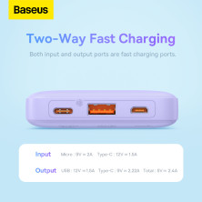 УМБ Baseus Airpow Fast Charge 10000mAh 20W 3A з технологією QC3.0+PD3.0 USB+Type-C Фіолетовий