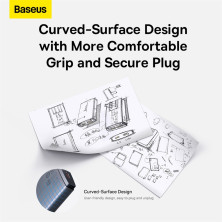 Мережевий зарядний пристрій Baseus GaN5 Pro Ultra-Slim Ultra-Slim Fast Charger 65W USB+Type-C + кабель Baseus Type-C to Type-C 100W 20V/5A 1м Універсальний Сірий