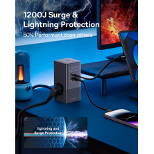 Мережевий зарядний пристрій Baseus PowerCombo Tower PowerStrip 35W 3AC+2USB+2Type-C 3A Чорний